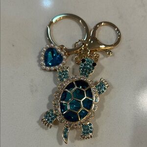 Blue Rhinestone Turtle Keychain/Bagcharm NIP
